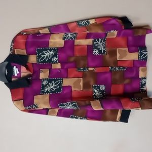 Vintage Caliche Full Button Multi Panel Design Blouse (See Measurements)